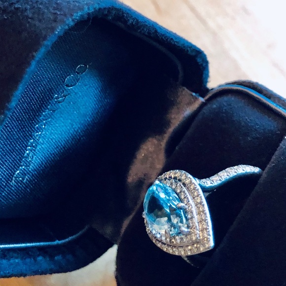 Aquamarine and diamond Tiffany’s ring - Picture 4 of 6